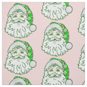 luau pink christmas hawaiian santa claus fabric