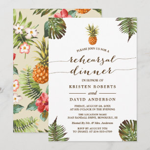 Luau Rehearsal Dinner   Tropical Leaves Pineapple Invitation