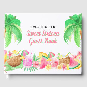 Luau Sweet 16 Hawaiian Theme Party Custom Guest Book