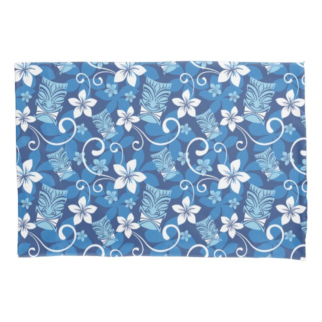 LUAU TIKI (BRIGHT BLUE) PILLOWCASE (Front-Left)