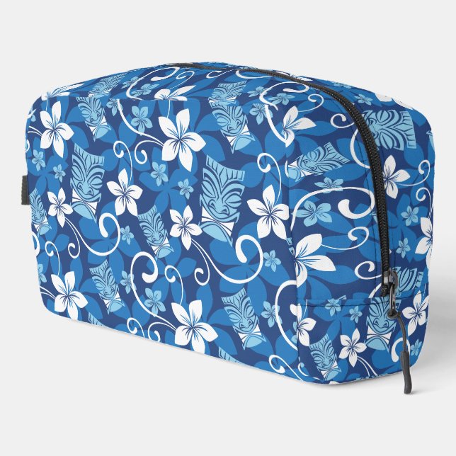 LUAU TIKI PATTERN (BRIGHT BLUE) DOPP KIT (Right Corner)