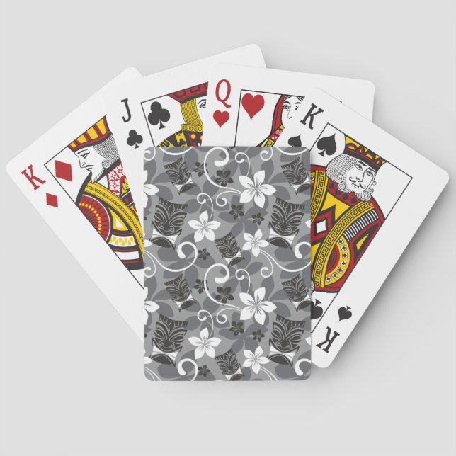 LUAU TIKI PATTERN IN CHARCOAL PLAYING CARDS (Back)