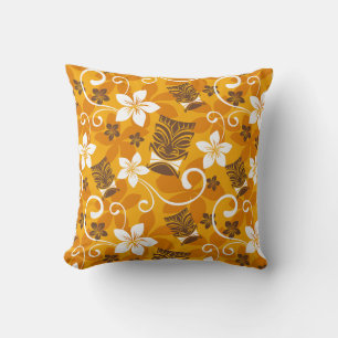 LUAU TIKI PATTERN (ORANGE) THROW PILLOW