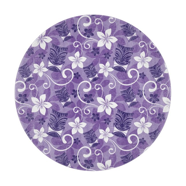 LUAU TIKI PATTERN (PURPLE) CUTTING BOARD (Front)