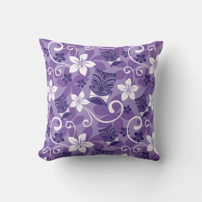 LUAU TIKI PATTERN (PURPLE) THROW PILLOW (Front)