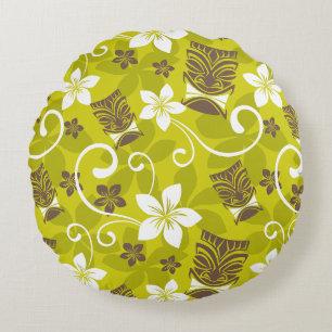 LUAU TIKI PATTERN ROUND PILLOW