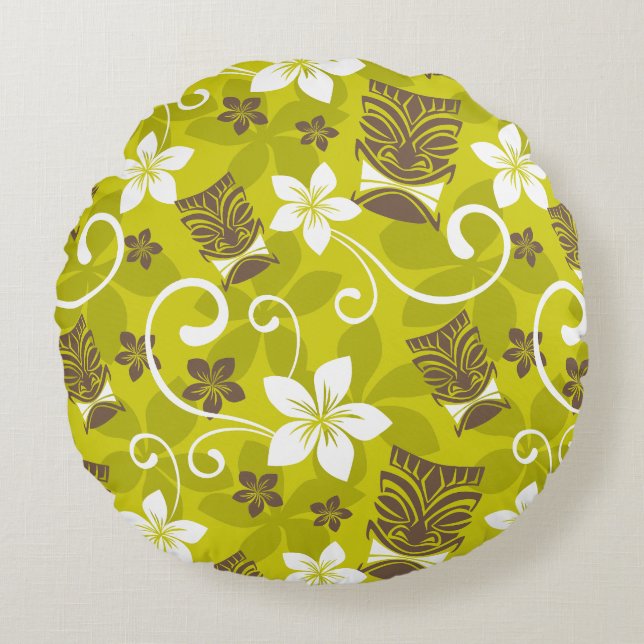 LUAU TIKI PATTERN ROUND PILLOW (Front)