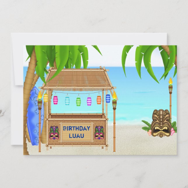 Luau Tropical Beach Invitation d'anniversaire ~ Ga (Devant)