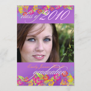 Luau/ Tropical flowers Graduation Party Invitation