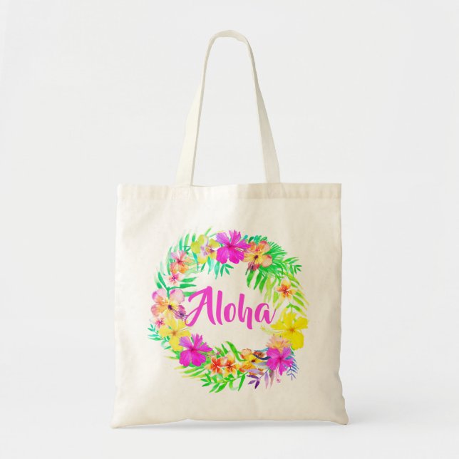 Luau Tropical Hawaiian Aloha Summer Fun Tote Bag (Front)
