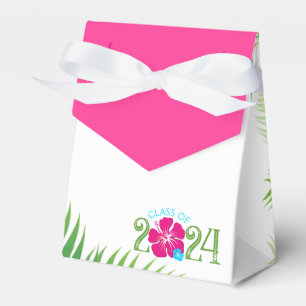 Luau Tropical Hibiscus Graduation White Favor Box