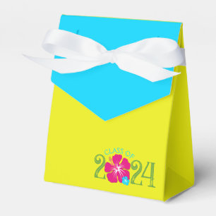 Luau Tropical Hibiscus Graduation Yellow Favor Box