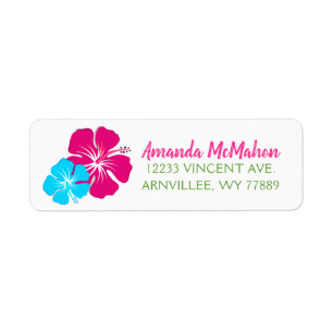 Luau Tropical Hibiscus Return Address Labels
