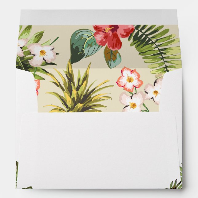 Luau Tropical Leaves Pineapple with Return Address Envelopes (Back (Bottom))