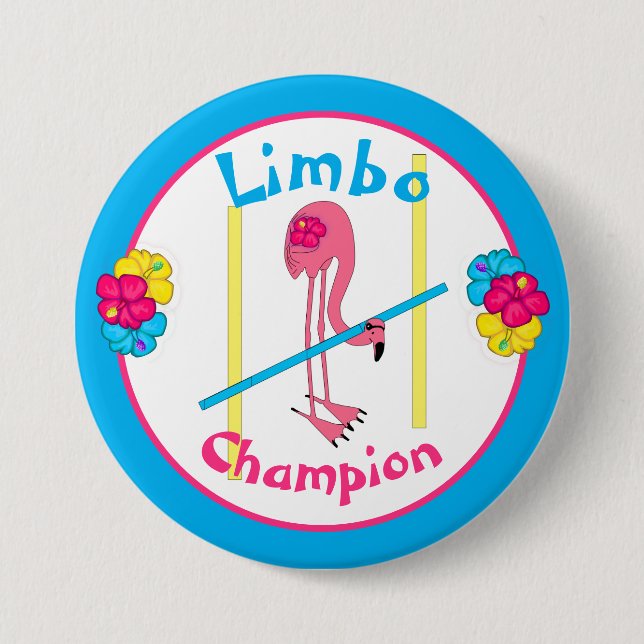 Luau Tropical Party Flamingo Limbo Champion 3"  3 Inch Round Button (Front)