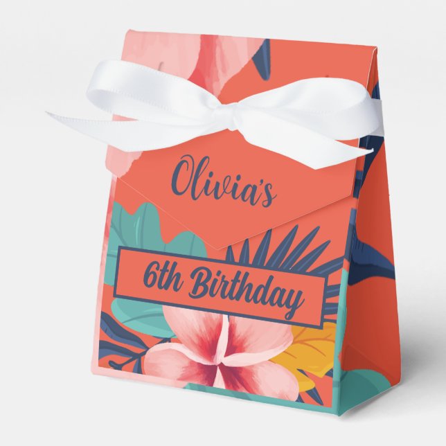 Luau Tropical summer birthday  Favor Box (Front Side)