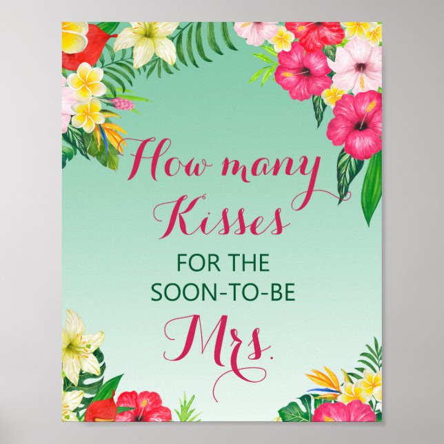 Luau Tropical Welcome Sign - Bridal Shower Sign (Front)