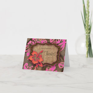 Luau Wedding Thank You Cards Hibiscus pink