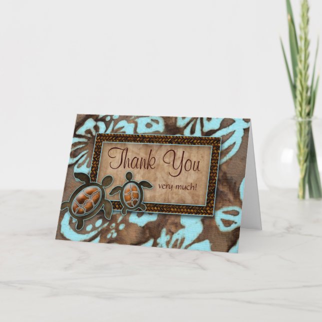 Luau Wedding Thank You Cards Turtle blue (Front)