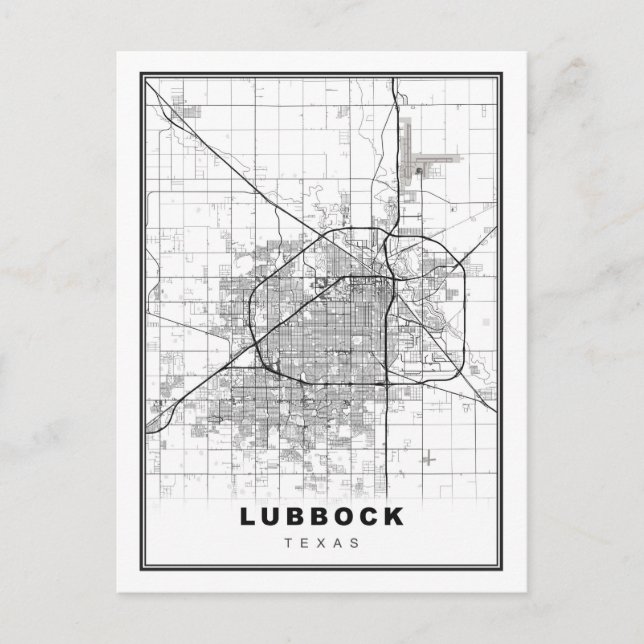 Lubbock Map Holiday Postcard (Front)