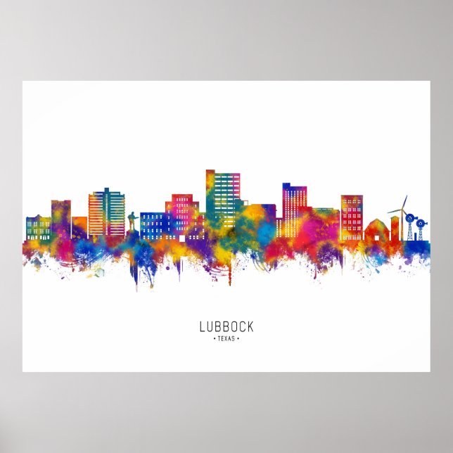Lubbock Texas Skyline Poster (Front)