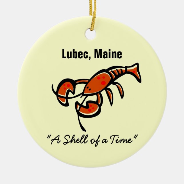 Lubec, Maine Lobster Ceramic Ornament (Front)