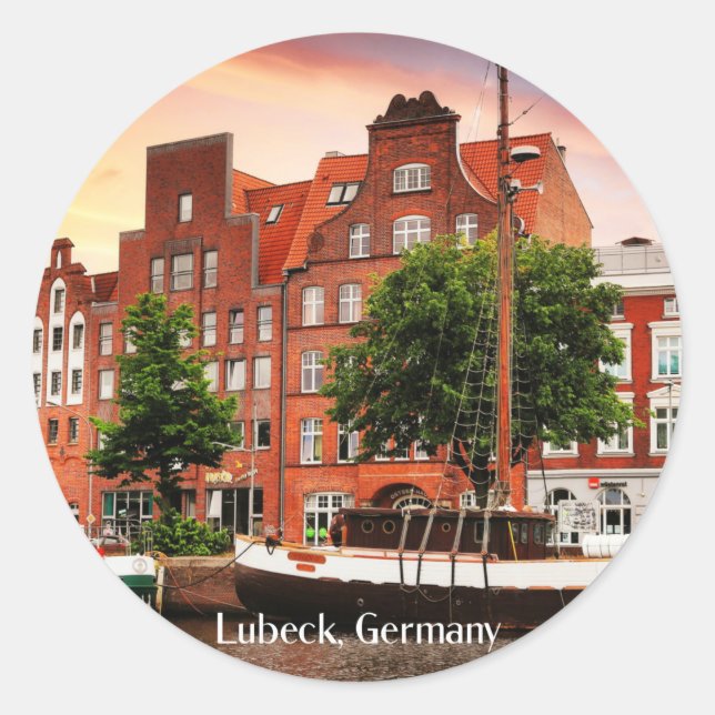 Lubeck Germany cityscape Classic Round Sticker (Front)