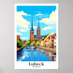 Lubeck Germany Travel Art Vintage Poster
