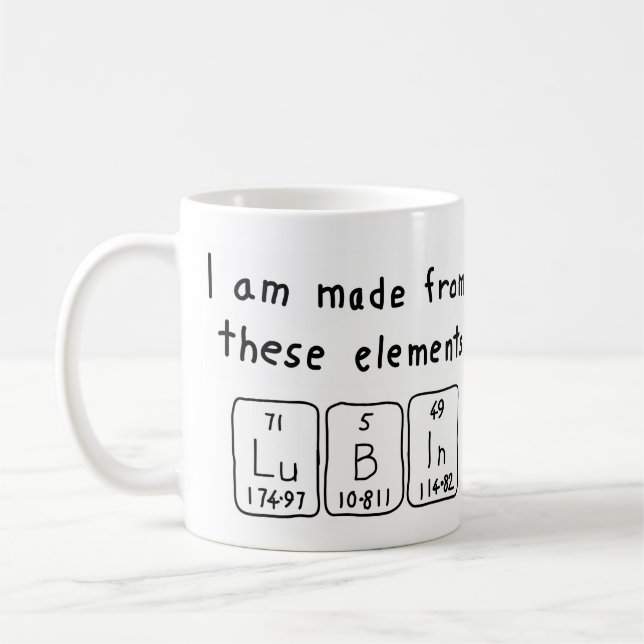 Lubin periodic table name mug (Left)