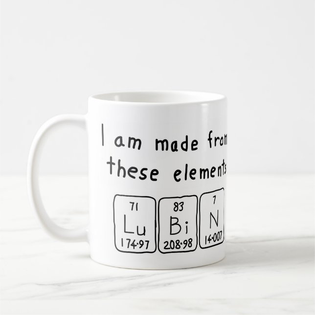 Lubin periodic table name mug (Left)