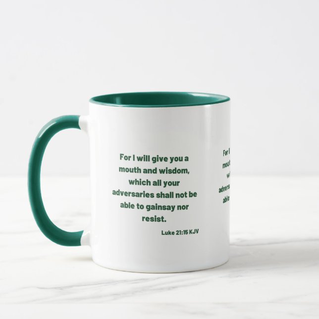 Luc 21:15 KJV Bible Verse Mug à deux tons (Gauche)