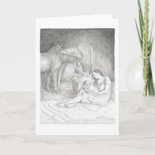 Luc 2:7 - Carte de Noël de Marie et Jésus