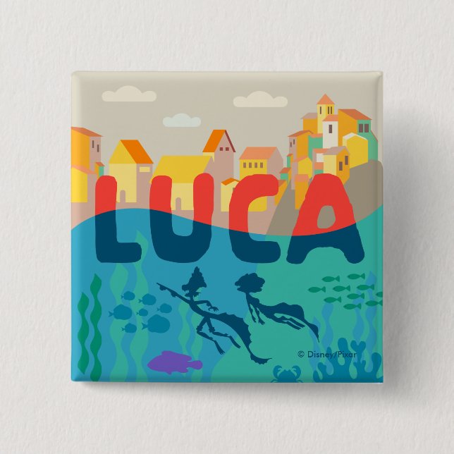 Luca | Above and Below with Alberto & Luca 2 Inch Square Button (Front)