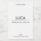 Luca Candle Label Elegant Minimalist Strong Simple