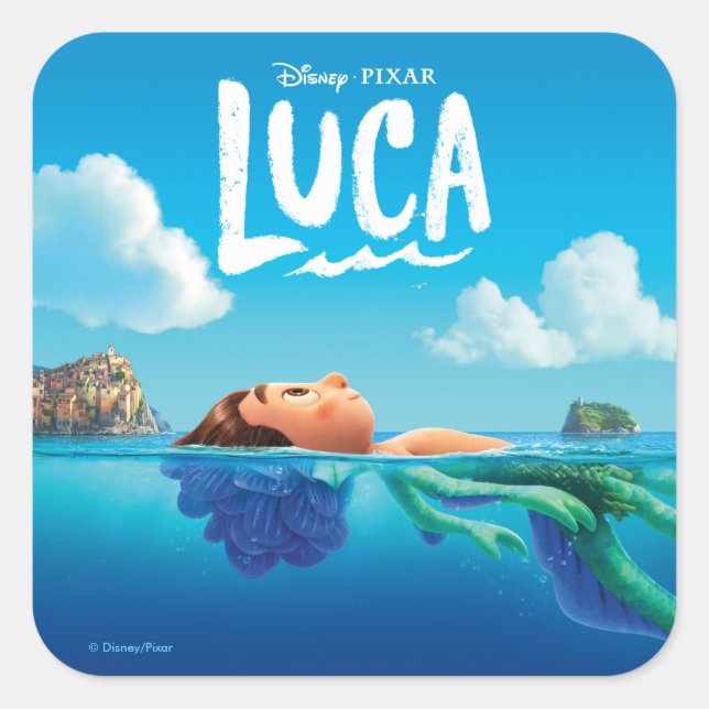 Luca | Human & Sea Monster Luca Theatrical Poster Square Sticker (Front)