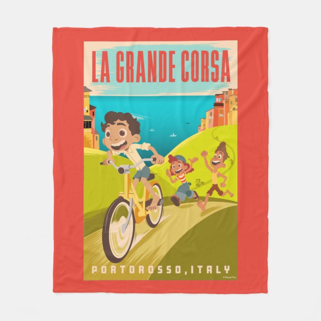 Luca | La Grande Corsa Illustration Fleece Blanket (Front)