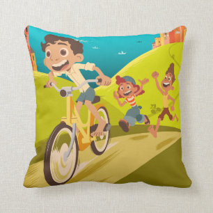 Luca La Grande Corsa Illustration Throw Pillow