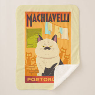 Luca | Machiavelli Cat Illustration Sherpa Blanket