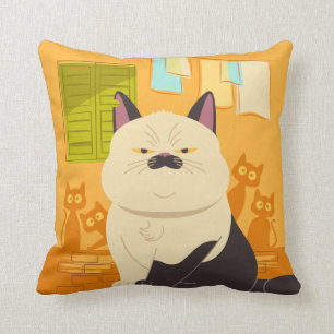 Luca   Machiavelli Cat Illustration Throw Pillow