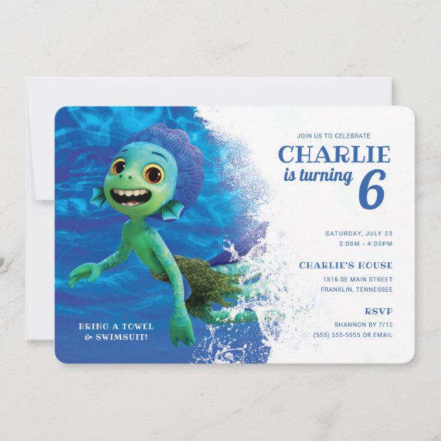Luca Pool Swim Party Birthday  Invitation (Front)