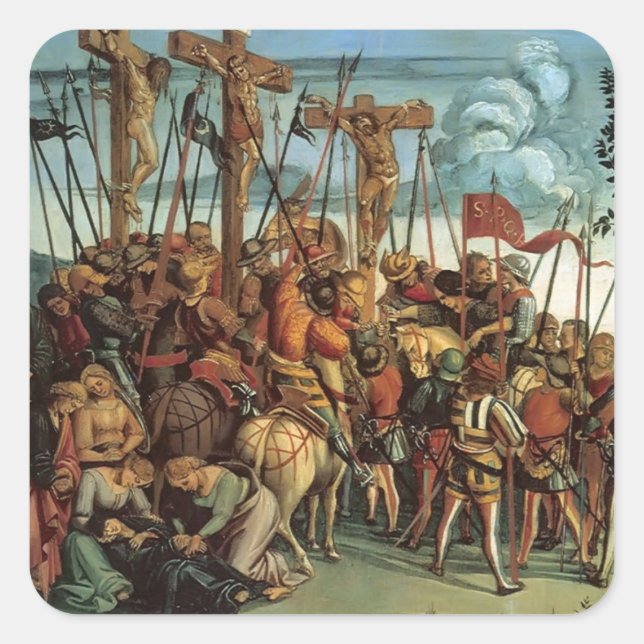 Luca Signorelli- The Crucifixion Square Sticker (Front)
