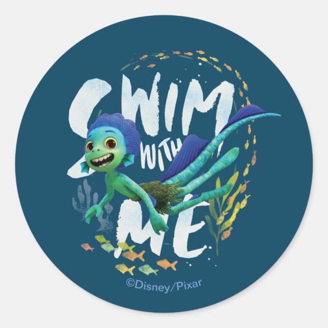 Luca | Swim With Me Classic Round Sticker (Front)