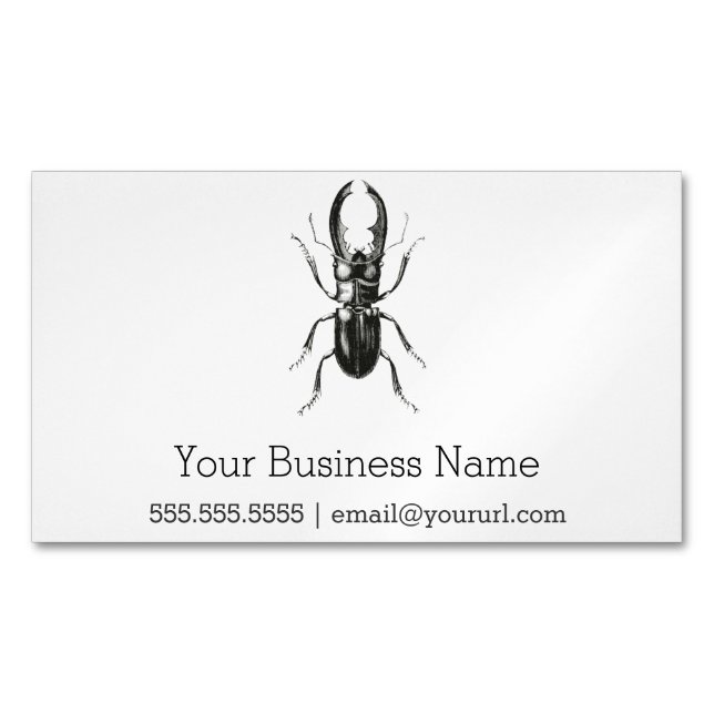 Lucanus Metallicus Beetle Magnetic Business Card (Front)