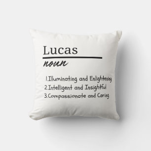 Lucas, Boy Personalized Name Definition Throw Pillow
