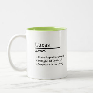 Lucas, Boy Personalized Name Definition Two-Tone Coffee Mug