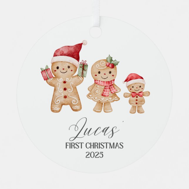 Lucas' First Christmas Metal Ornament (Front)