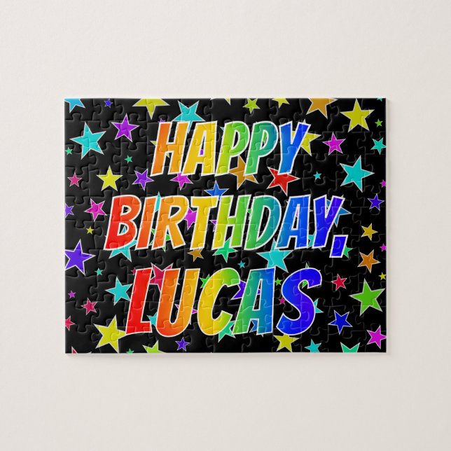 "LUCAS" First Name, Fun "HAPPY BIRTHDAY" Jigsaw Puzzle (Horizontal)