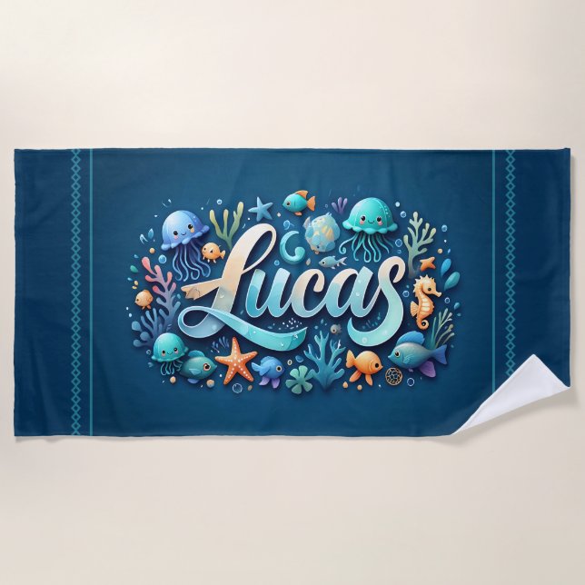 Lucas Ocean Adventure Beach Towel (Front)