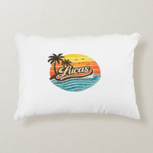 Lucas Retro Sunset Name Design Accent Pillow