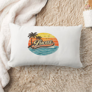 Lucas Retro Sunset Name Design Lumbar Pillow
